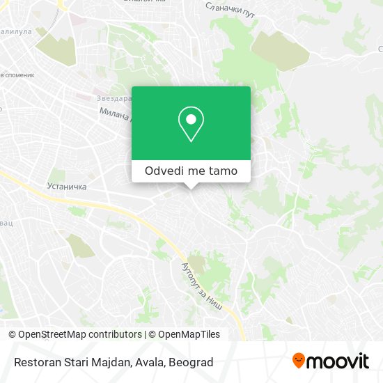 Restoran Stari Majdan, Avala mapa