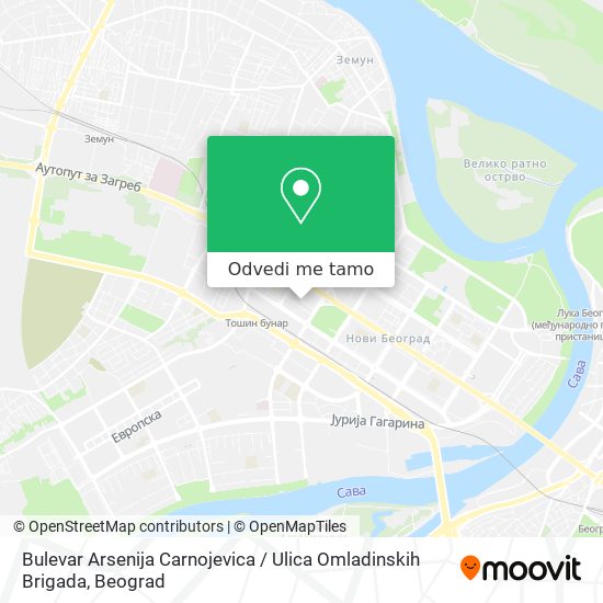 Bulevar Arsenija Carnojevica / Ulica Omladinskih Brigada mapa