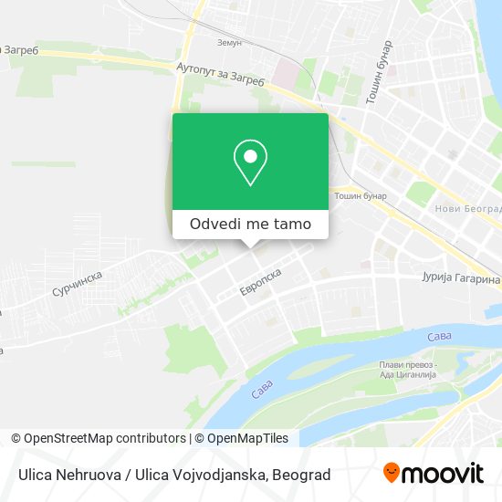 Ulica Nehruova / Ulica Vojvodjanska mapa