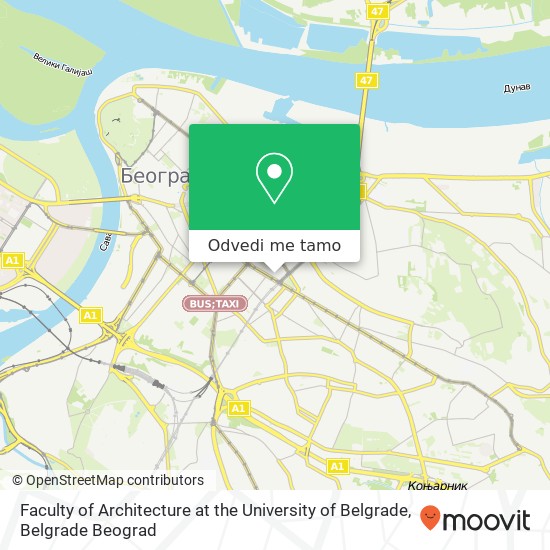 Faculty of Architecture at the University of Belgrade mapa