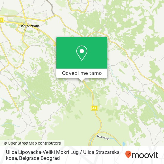 Ulica Lipovacka-Veliki Mokri Lug / Ulica Strazarska kosa mapa