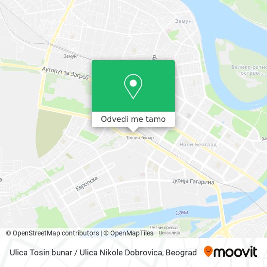 Ulica Tosin bunar / Ulica Nikole Dobrovica mapa