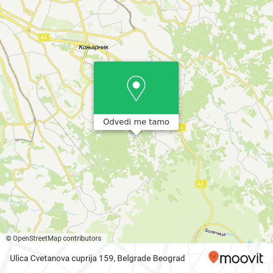 Ulica Cvetanova cuprija 159 mapa