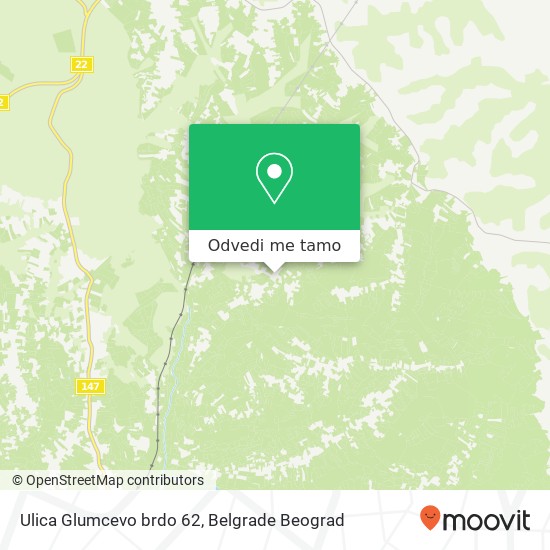 Ulica Glumcevo brdo 62 mapa