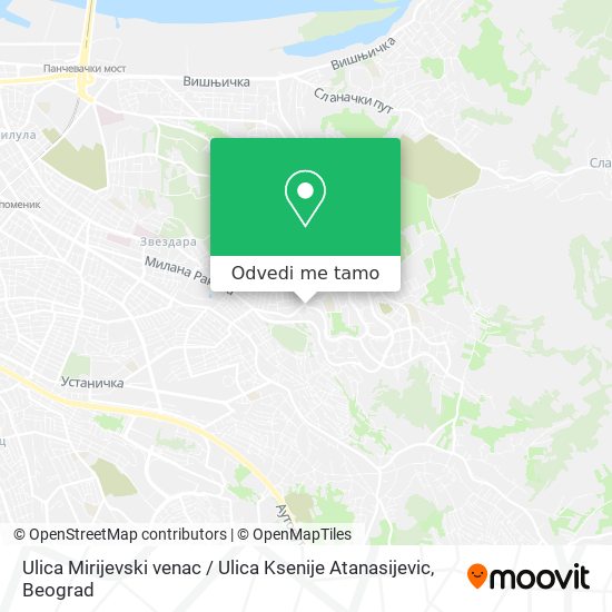 Ulica Mirijevski venac / Ulica Ksenije Atanasijevic mapa