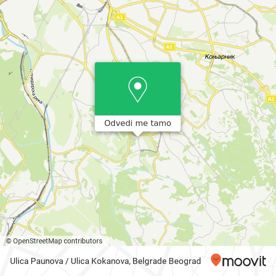 Ulica Paunova / Ulica Kokanova mapa