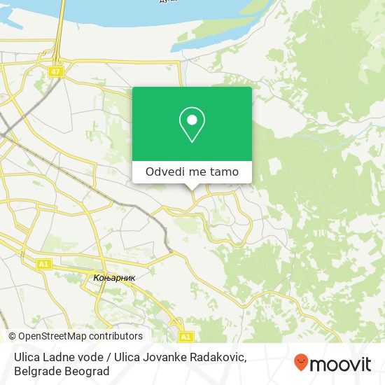 Ulica Ladne vode / Ulica Jovanke Radakovic mapa