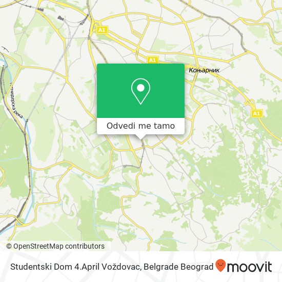 Studentski Dom 4.April Voždovac mapa