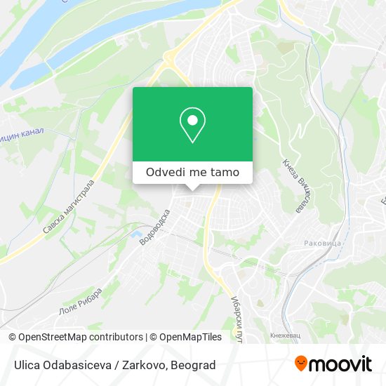 Ulica Odabasiceva / Zarkovo mapa