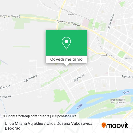 Ulica Milana Vujaklije / Ulica Dusana Vukosovica mapa