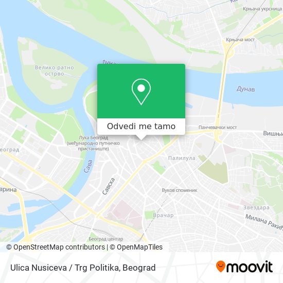 Ulica Nusiceva / Trg Politika mapa
