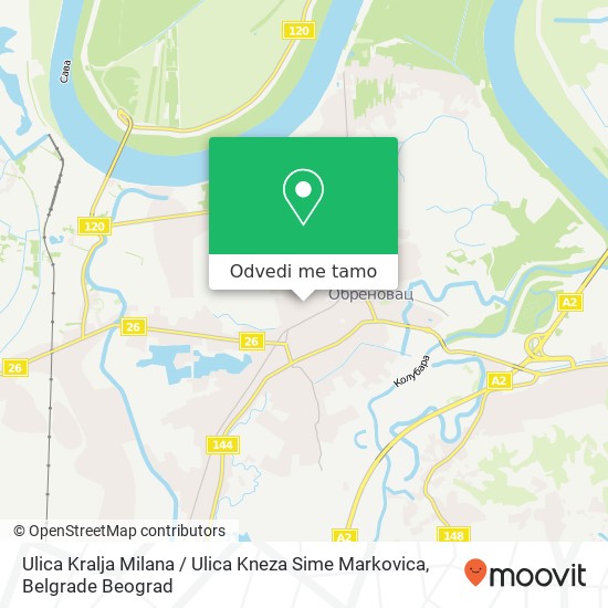 Ulica Kralja Milana / Ulica Kneza Sime Markovica mapa