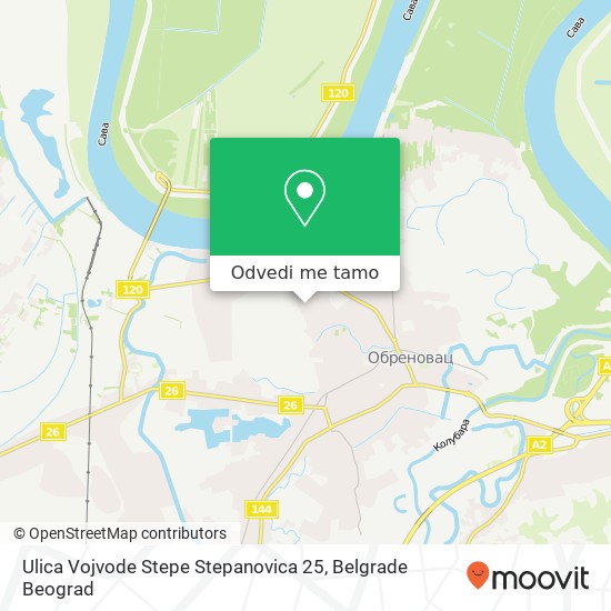 Ulica Vojvode Stepe Stepanovica 25 mapa