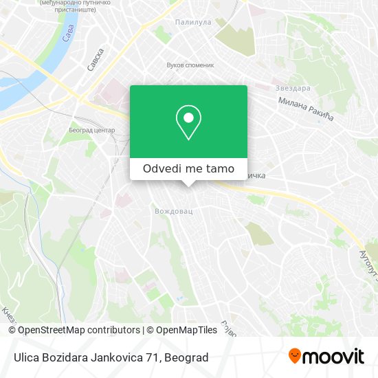 Ulica Bozidara Jankovica 71 mapa