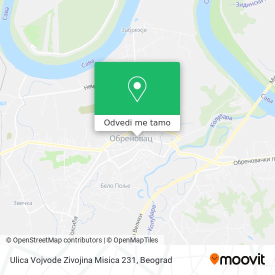 Ulica Vojvode Zivojina Misica 231 mapa