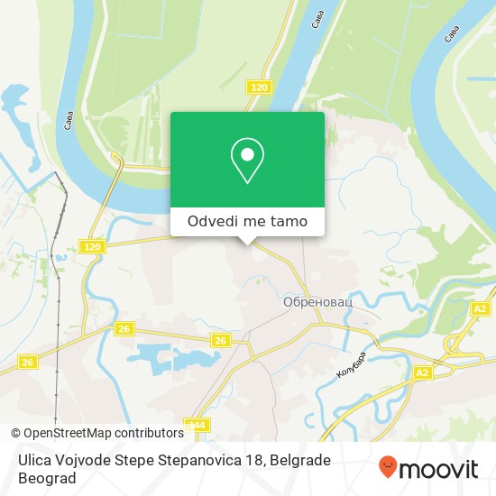 Ulica Vojvode Stepe Stepanovica 18 mapa