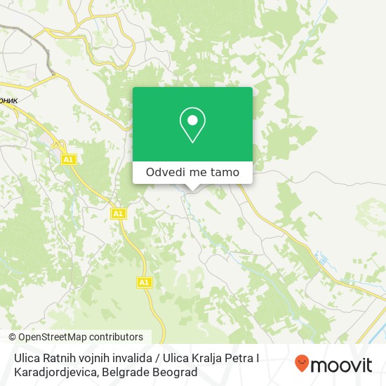 Ulica Ratnih vojnih invalida / Ulica Kralja Petra I Karadjordjevica mapa