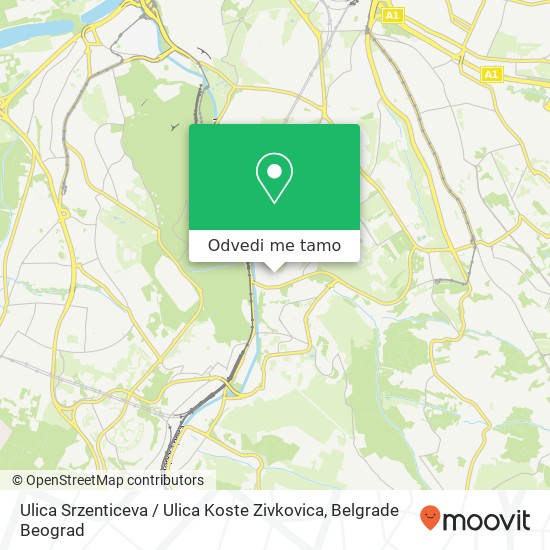 Ulica Srzenticeva / Ulica Koste Zivkovica mapa