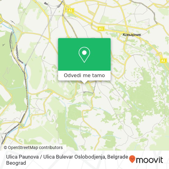 Ulica Paunova / Ulica Bulevar Oslobodjenja mapa