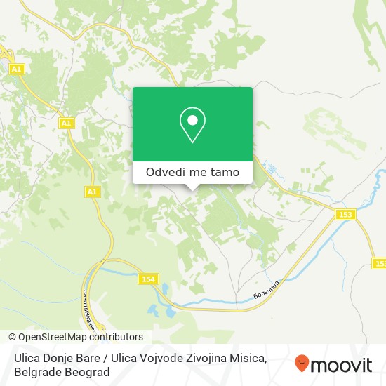 Ulica Donje Bare / Ulica Vojvode Zivojina Misica mapa