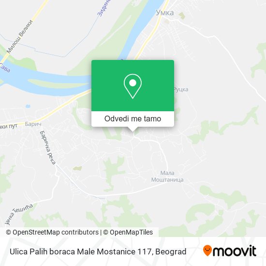 Ulica Palih boraca Male Mostanice 117 mapa