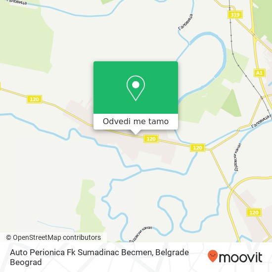 Auto Perionica Fk Sumadinac Becmen mapa