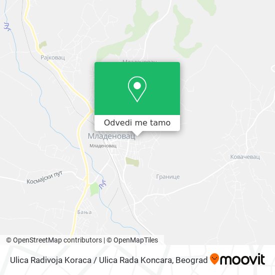 Ulica Radivoja Koraca / Ulica Rada Koncara mapa