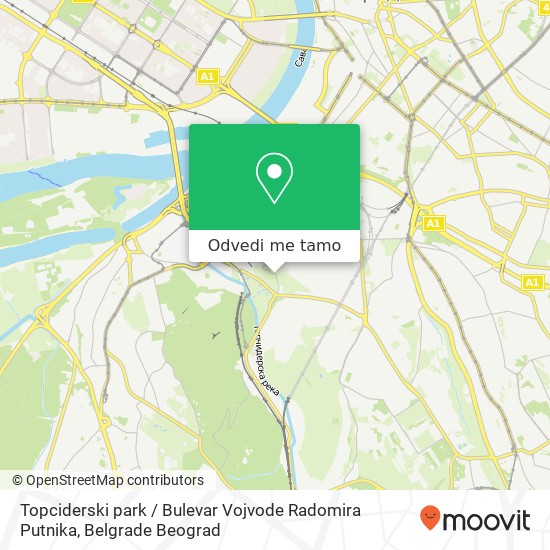 Topciderski park / Bulevar Vojvode Radomira Putnika mapa