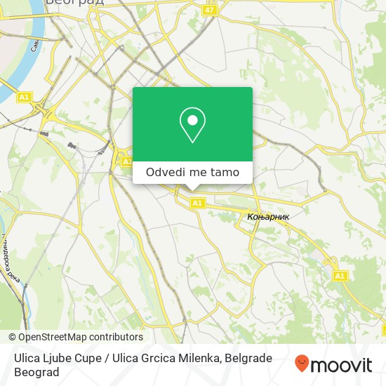 Ulica Ljube Cupe / Ulica Grcica Milenka mapa