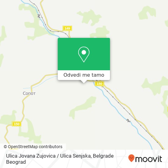 Ulica Jovana Zujovica / Ulica Senjska mapa