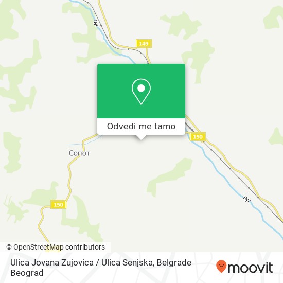 Ulica Jovana Zujovica / Ulica Senjska mapa