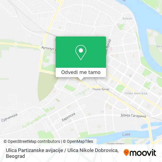 Ulica Partizanske avijacije / Ulica Nikole Dobrovica mapa