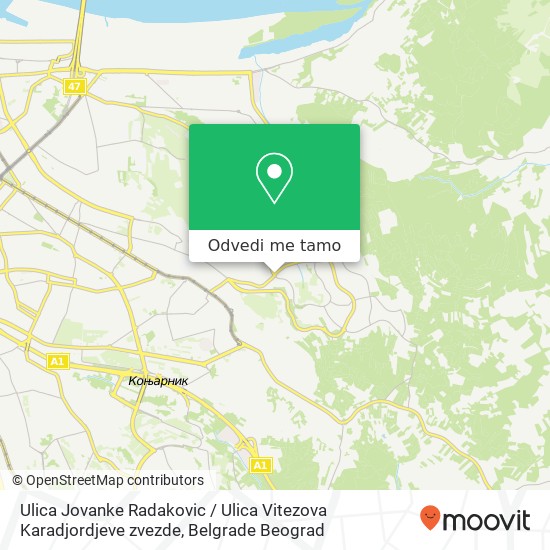 Ulica Jovanke Radakovic / Ulica Vitezova Karadjordjeve zvezde mapa