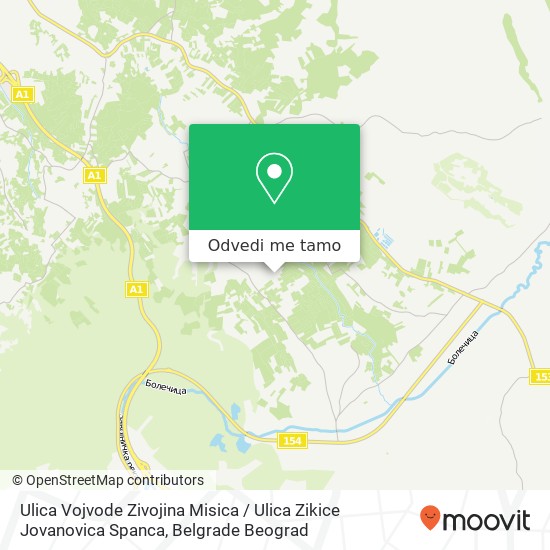 Ulica Vojvode Zivojina Misica / Ulica Zikice Jovanovica Spanca mapa