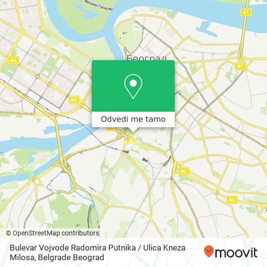 Bulevar Vojvode Radomira Putnika / Ulica Kneza Milosa mapa