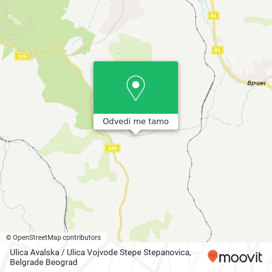 Ulica Avalska / Ulica Vojvode Stepe Stepanovica mapa