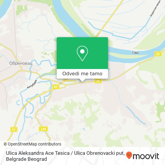 Ulica Aleksandra Ace Tesica / Ulica Obrenovacki put mapa