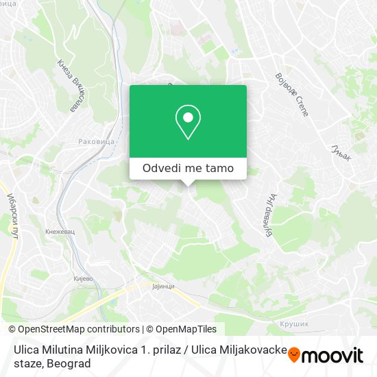 Ulica Milutina Miljkovica 1. prilaz / Ulica Miljakovacke staze mapa