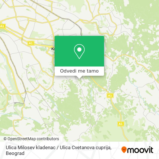 Ulica Milosev kladenac / Ulica Cvetanova cuprija mapa