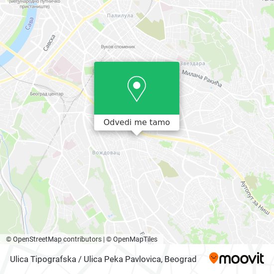 Ulica Tipografska / Ulica Peka Pavlovica mapa