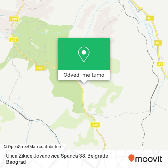 Ulica Zikice Jovanovica Spanca 38 mapa