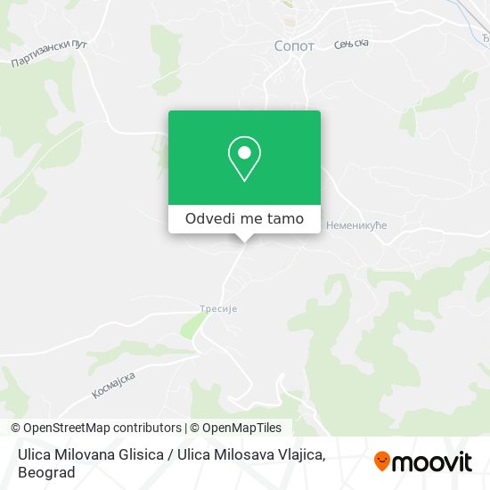 Ulica Milovana Glisica / Ulica Milosava Vlajica mapa