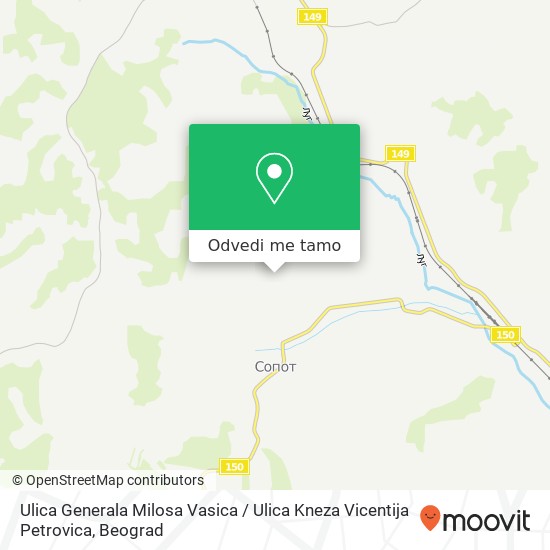 Ulica Generala Milosa Vasica / Ulica Kneza Vicentija Petrovica mapa