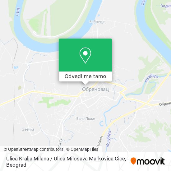 Ulica Kralja Milana / Ulica Milosava Markovica Cice mapa