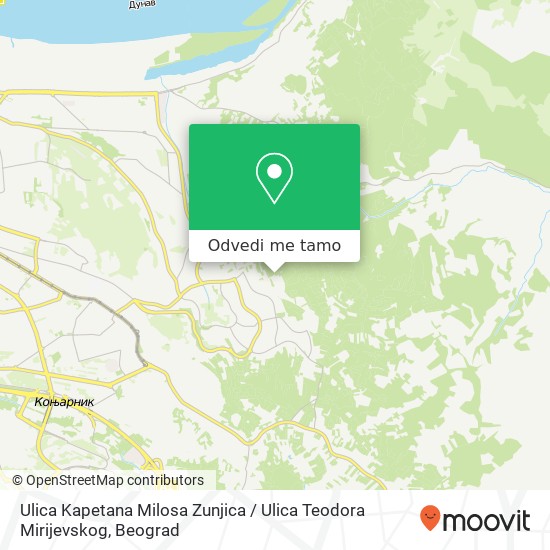 Ulica Kapetana Milosa Zunjica / Ulica Teodora Mirijevskog mapa