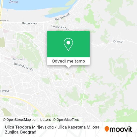 Ulica Teodora Mirijevskog / Ulica Kapetana Milosa Zunjica mapa