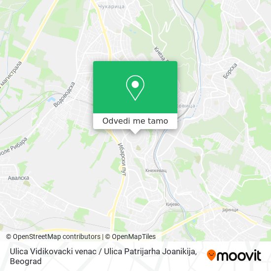 Ulica Vidikovacki venac / Ulica Patrijarha Joanikija mapa