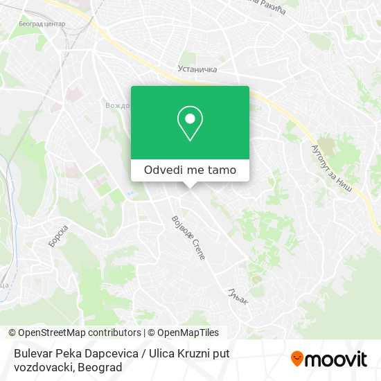 Bulevar Peka Dapcevica / Ulica Kruzni put vozdovacki mapa