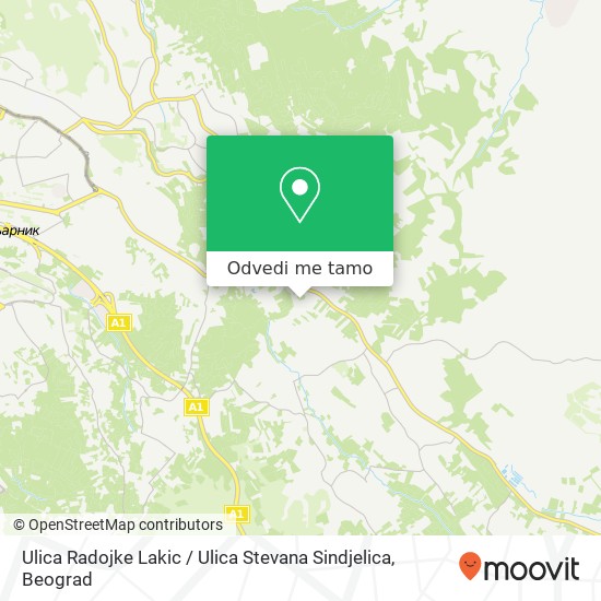 Ulica Radojke Lakic / Ulica Stevana Sindjelica mapa