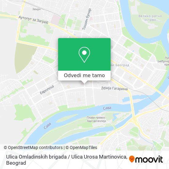 Ulica Omladinskih brigada / Ulica Urosa Martinovica mapa